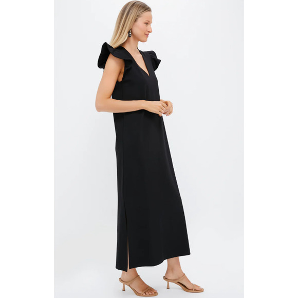 Tuckernuck Pomander Place Black Flutter Sleeve Miko Maxi Dress Size S - Picture 6 of 12